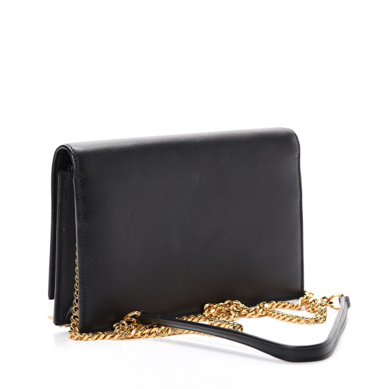 Ysl Smooth Calfskin Classic Monogram Kate Tassel Chain Wallet Black