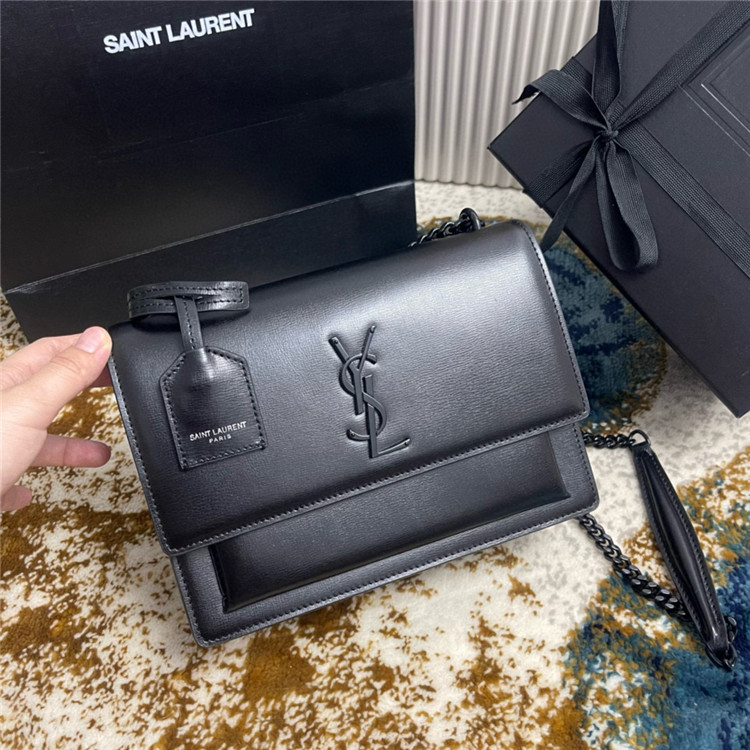 YSL SUNSET MEDIUM IN COATED-BARK LEATHER 22CM