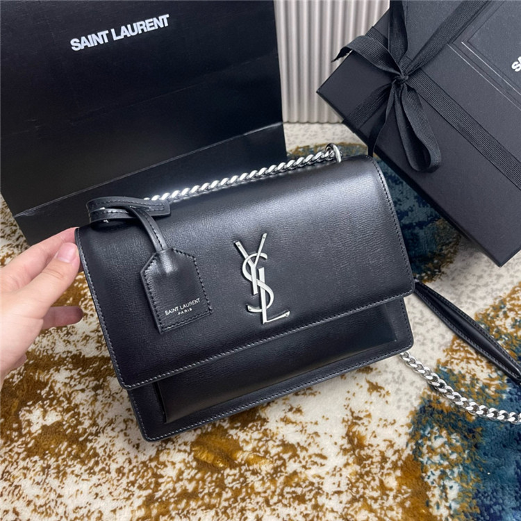 YSL SUNSET MEDIUM IN COATED-BARK LEATHER 22CM