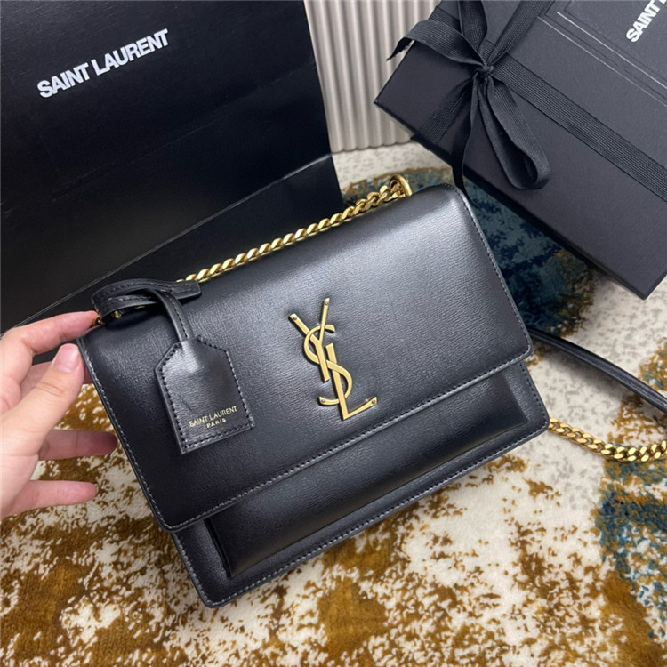 YSL SUNSET MEDIUM IN COATED-BARK LEATHER 22CM