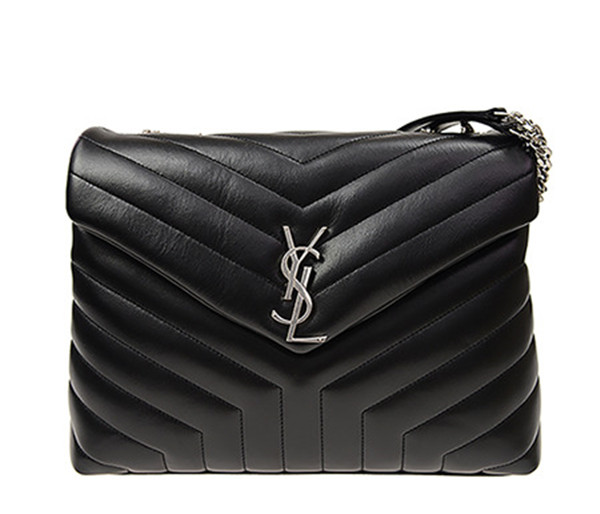 Saint Laurent Ysl Loulou Monogram Large Bag In Pearl Grey 459749