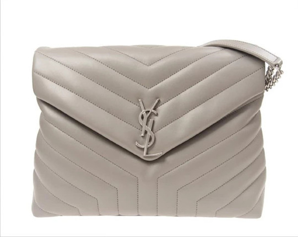 Saint Laurent Ysl Loulou Monogram Large Bag In Pearl Grey 459749