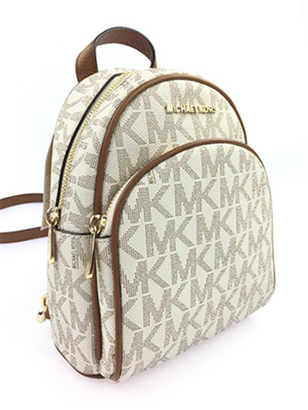 Michael Kors Xs Abbey Monogram Vanilla White Coated Canvas Backpack