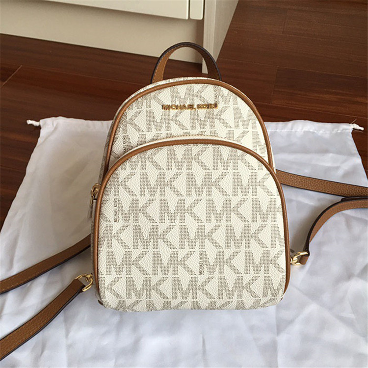 Michael Kors Xs Abbey Monogram Vanilla White Coated Canvas Backpack