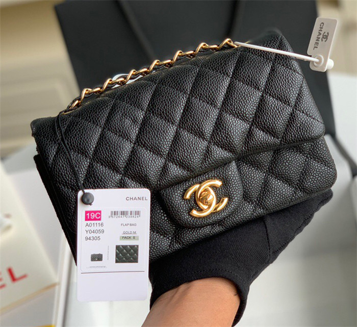  Classic Double Flap Bag Quilted Caviar 20CM