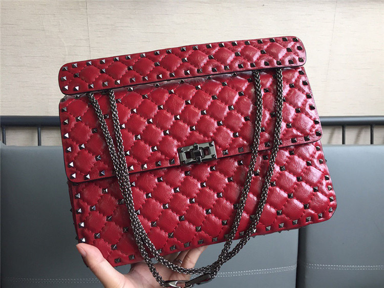 Valentino Rockstud Spike Quilted Leather Handbag