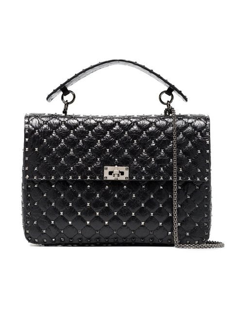 Valentino Rockstud Spike Quilted Leather Handbag