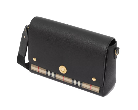 Burberry Leather And Vintage Check Note Crossbody Bag