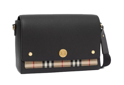 Burberry Leather And Vintage Check Note Crossbody Bag