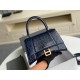 Balenciaga Hourglass Top Handle Bag in shiny crocodile embossed calfskin