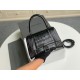 Balenciaga Hourglass Top Handle Bag in shiny crocodile embossed calfskin