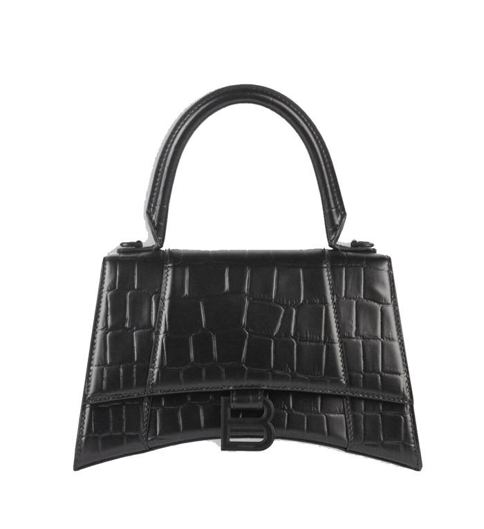 Balenciaga Hourglass Top Handle Bag in shiny crocodile embossed calfskin