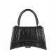 Balenciaga Hourglass Top Handle Bag in shiny crocodile embossed calfskin