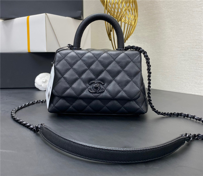 Chanel Caviar Quilted Incognito Extra Mini Coco Handle Flap