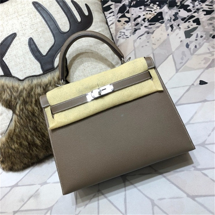 Hermes Kelly Bag 28 Sellier Etoupe Grey Epsom Leather Gold Hardware