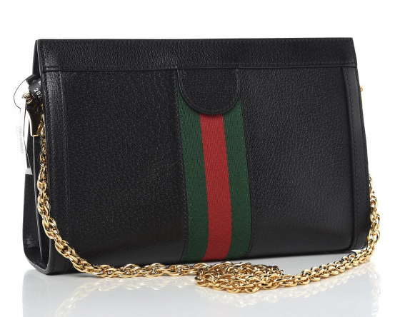 Gucci Calfskin Web Small Ophidia Shoulder Bag Black