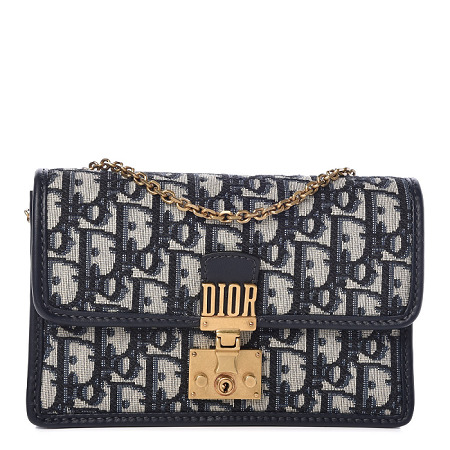 Dior Christian Dior Oblique Dioraddict Chain Clutch Navy Blue 328912