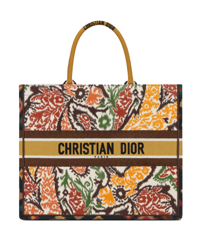 DIOR BOOK TOTE Yellow Multicolor Dior Paisley Embroidery