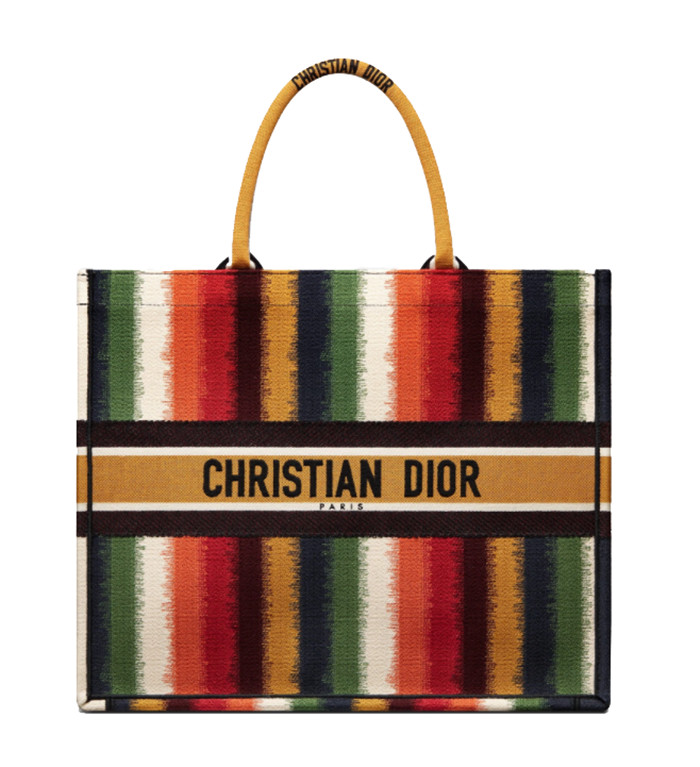 Dior Book Tote Multicolor D-Stripes Embroidery