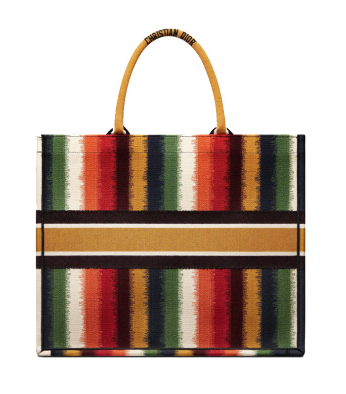 Dior Book Tote Multicolor D-Stripes Embroidery