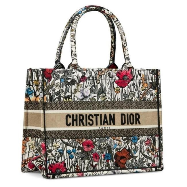 Dior Book Tote Flowers Limited Edition Canvas Embroidered Satchel