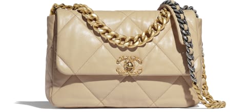 Chanel 19 Flap Bag Reference Guide featuring dual Chain Metals 