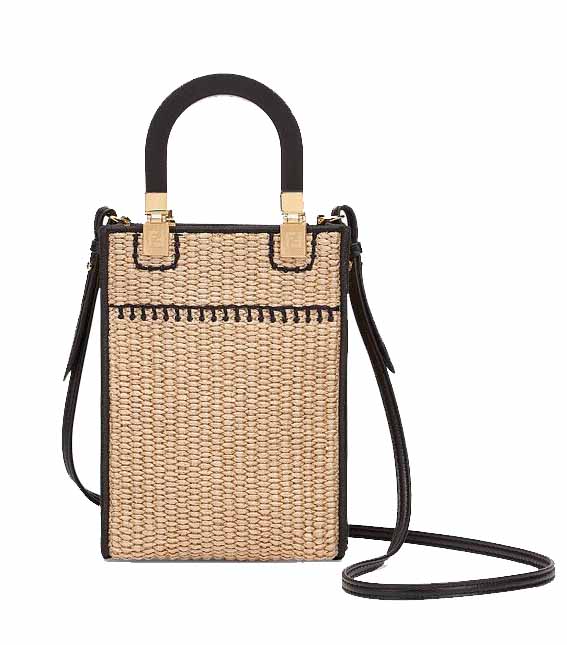 Fendi MINI SUNSHINE SHOPPER Braided straw mini-bag