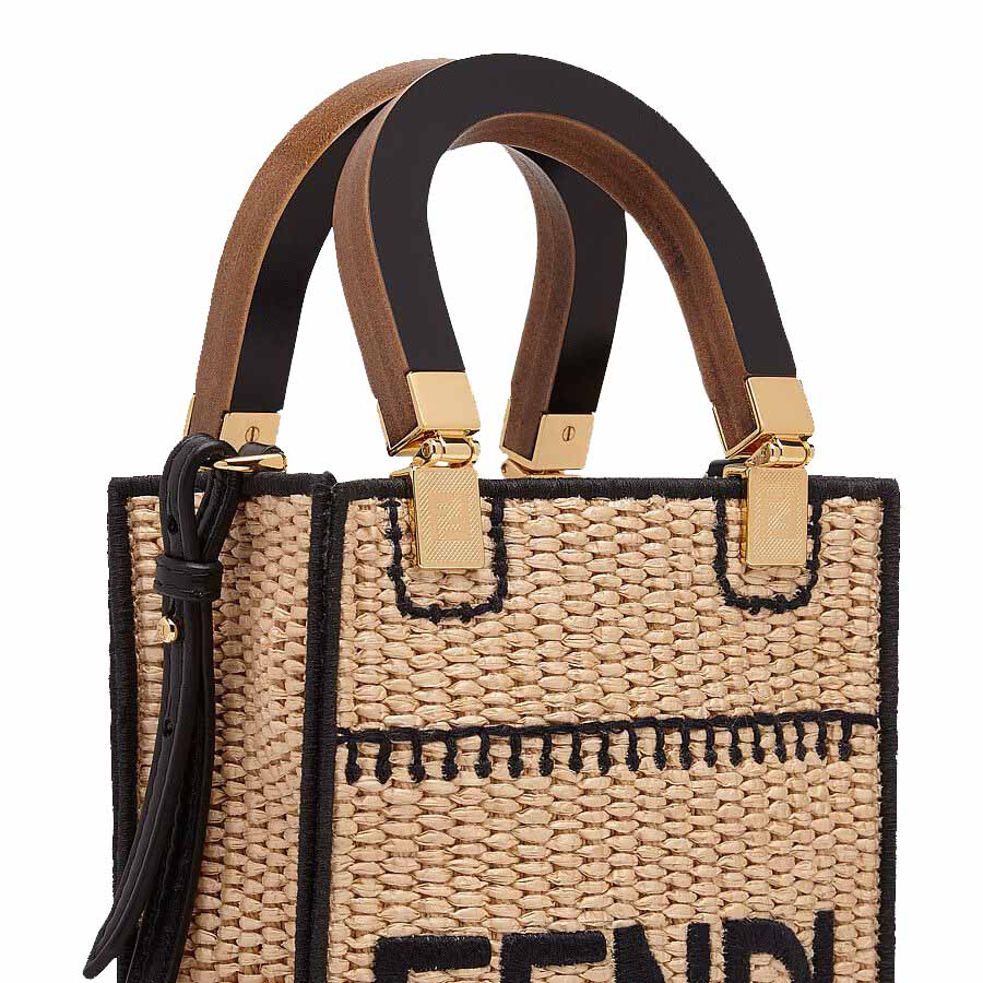 Fendi MINI SUNSHINE SHOPPER Braided straw mini-bag