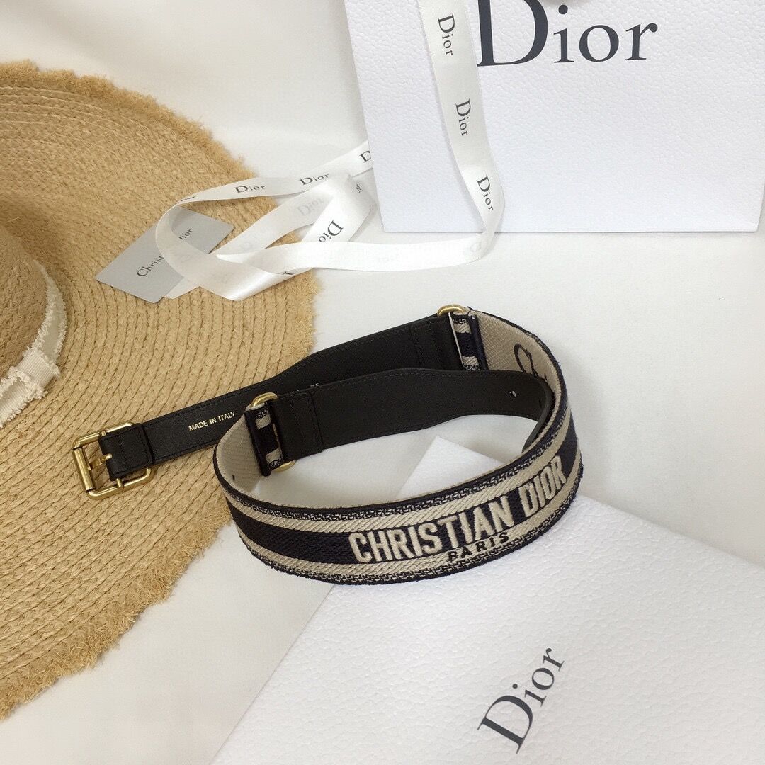 Christian Dior Embroidered Canvas, 65 MM Belt