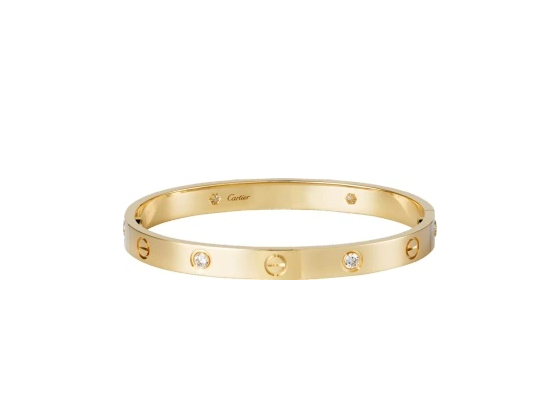 Cartier Love bracelet, set with diamonds , Sold with a screwdriver. Width: 6.1mm.