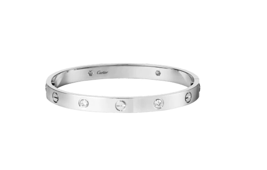 Cartier Love bracelet, set with diamonds , Sold with a screwdriver. Width: 6.1mm.