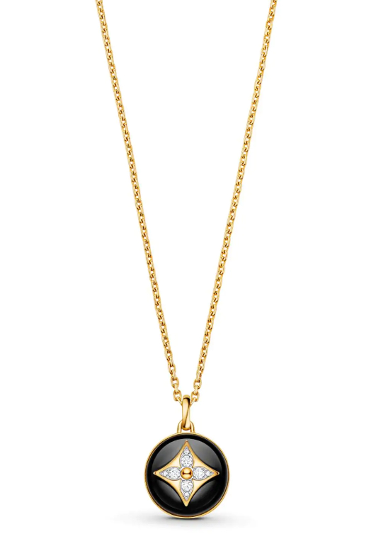 Louis Vuitton B Blossom Medallion, Yellow Gold, White Gold, Onyx And Diamonds Necklace