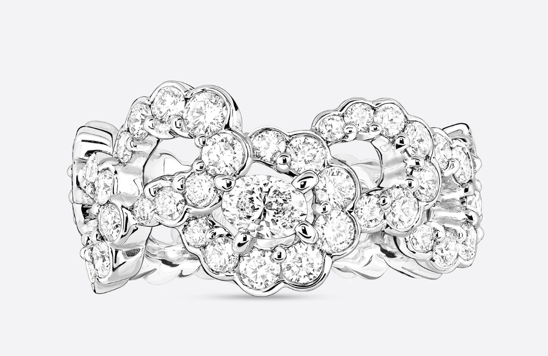 Archi Dior "Milieu Du Siècle Diamant" Ring In 18K White Gold And Diamonds