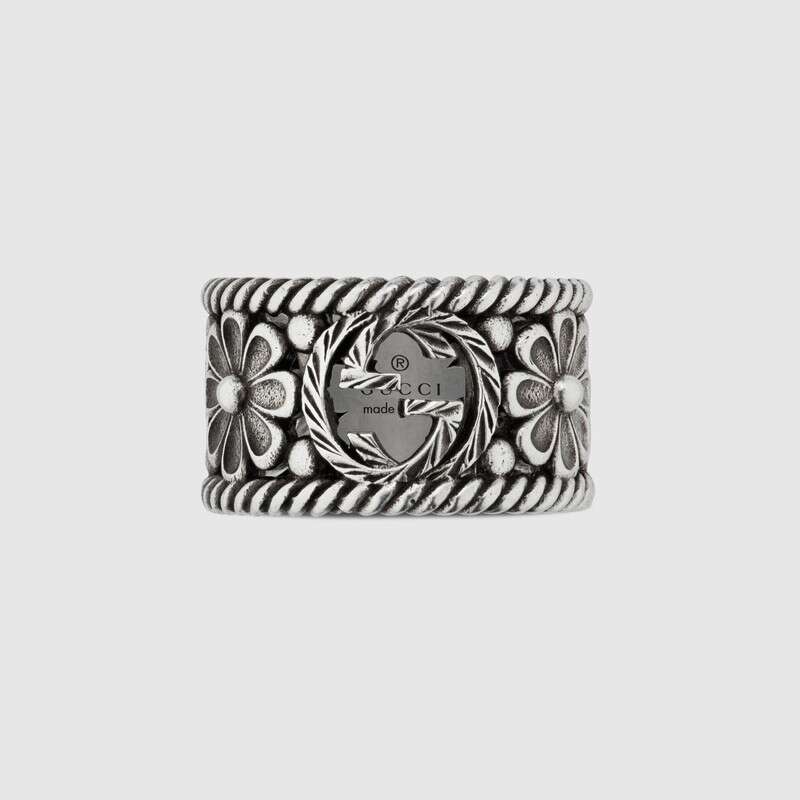 Interlocking G silver ring