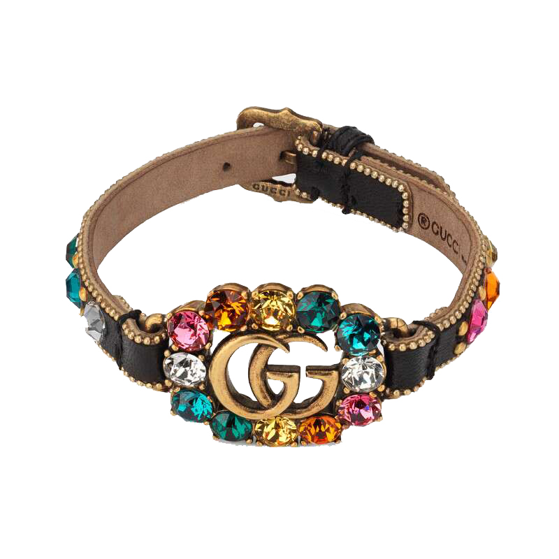 Leather bracelet with Double G