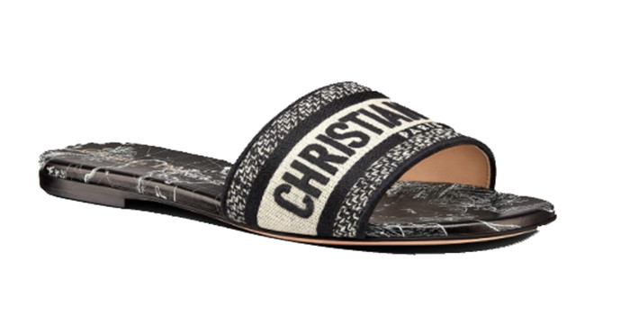 Dior Dway slide Black Dior Around the World Embroidered Cotton