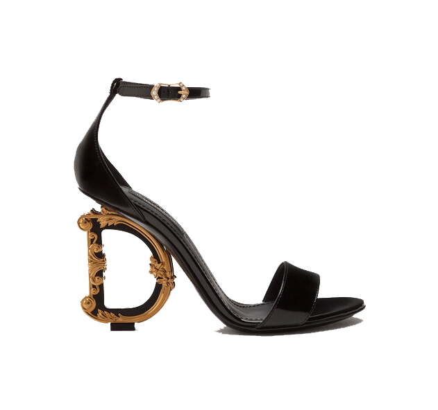 Polished calfskin sandals with dg baroque heel