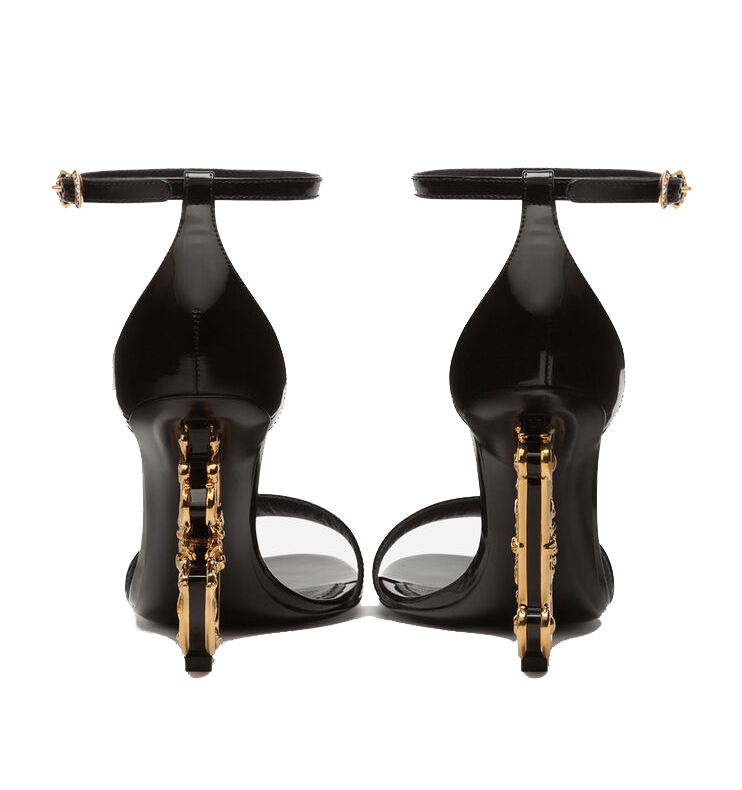 Polished calfskin sandals with dg baroque heel