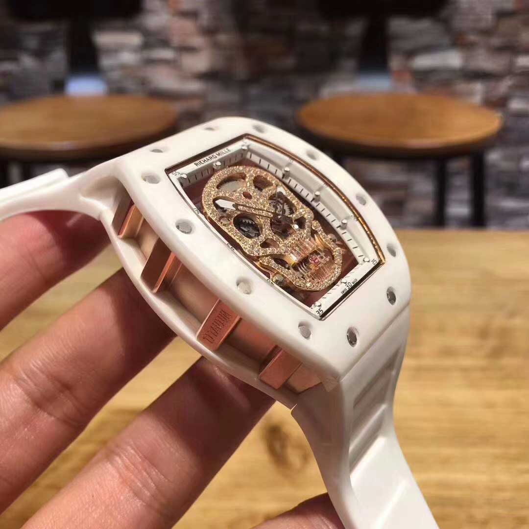 Richard Mille Rm 52-01 Skull Tourbillon White Atz Set Diamonds