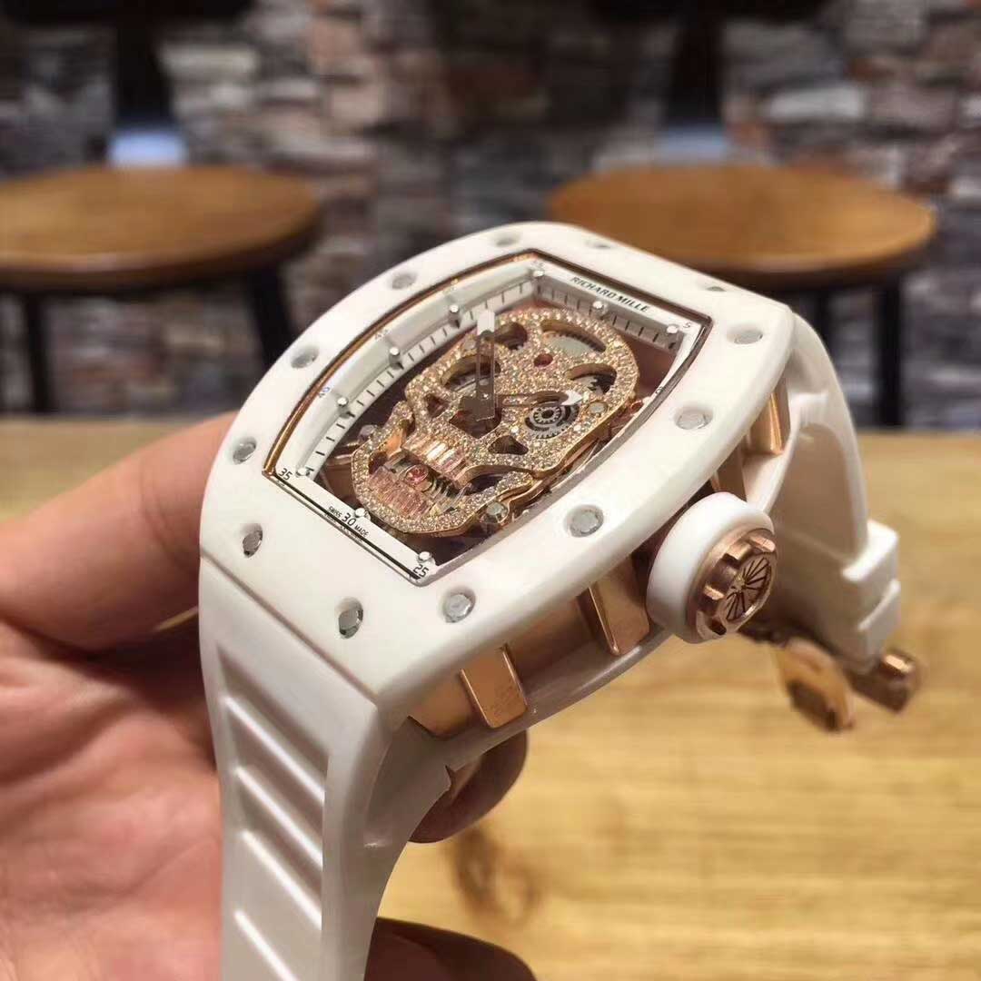 Richard Mille Rm 52-01 Skull Tourbillon White Atz Set Diamonds