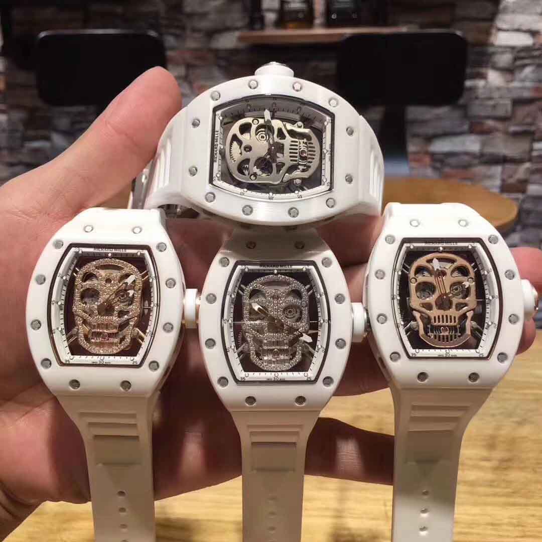 Richard Mille Rm 52-01 Skull Tourbillon White Atz Set Diamonds