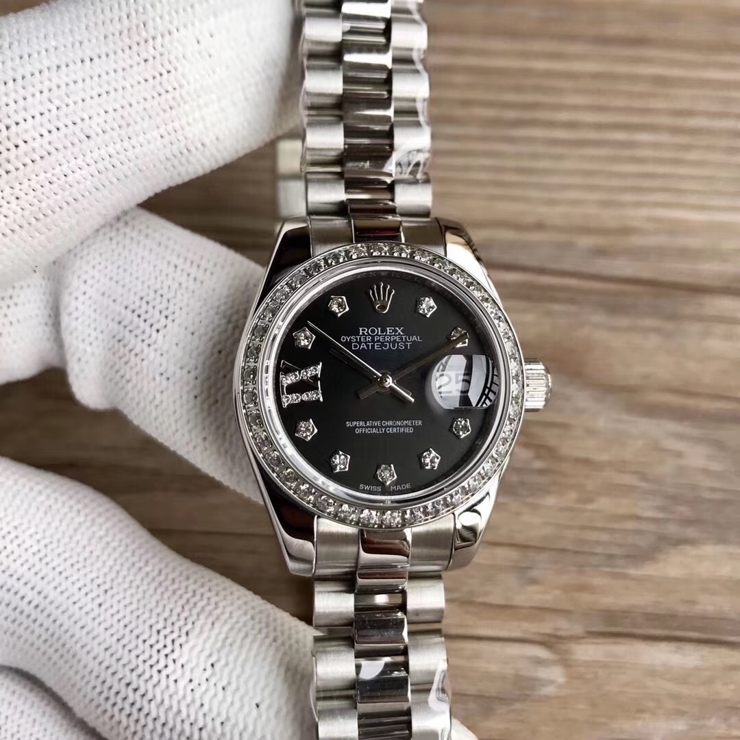 Rolex Lady-Datejust Diamond Set Black Dail