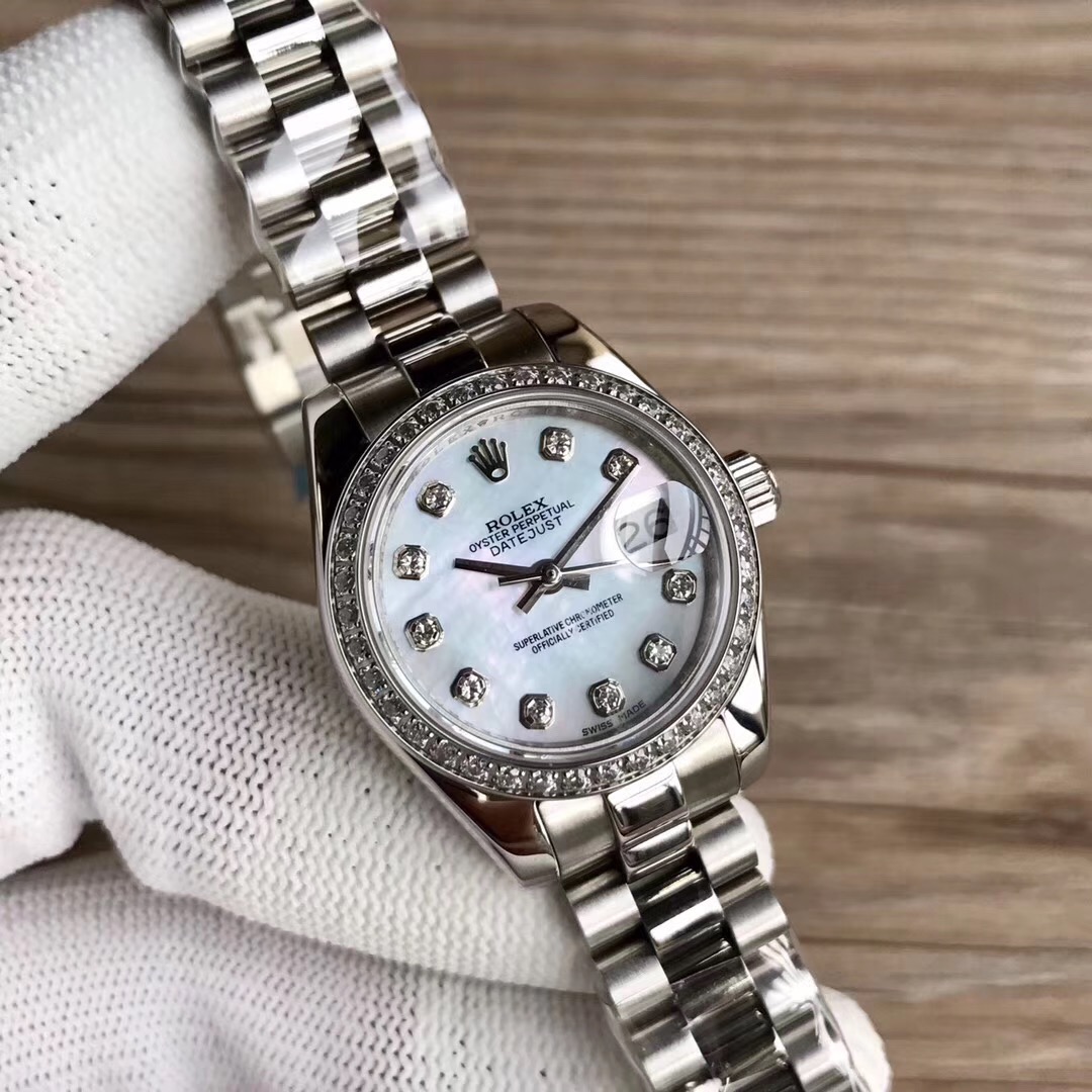 Rolex Lady-Datejust Diamond Set Mother-Of-Pearl Dial Watch