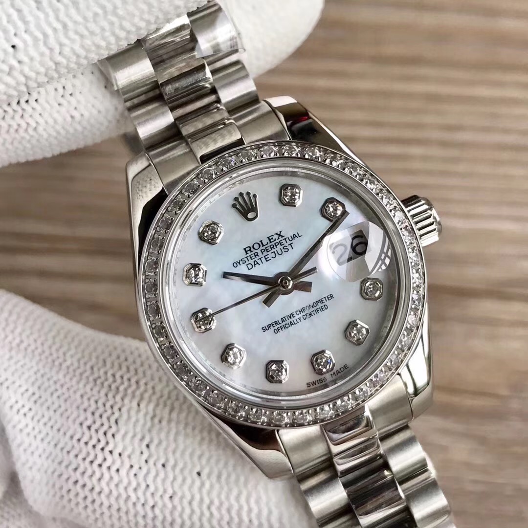 Rolex Lady-Datejust Diamond Set Mother-Of-Pearl Dial Watch