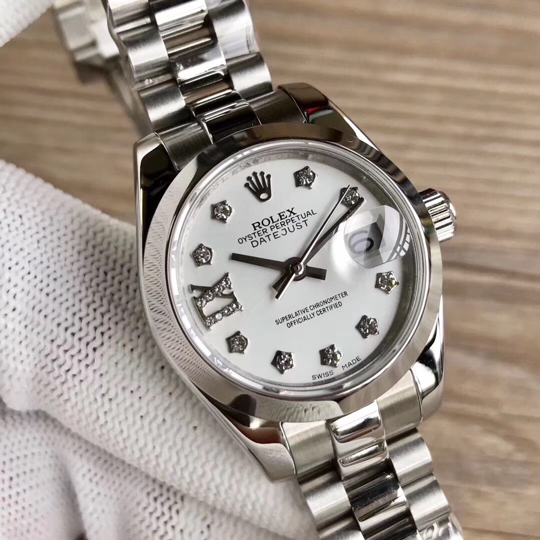 Rolex Lady-Datejust Diamond White Dial Watch