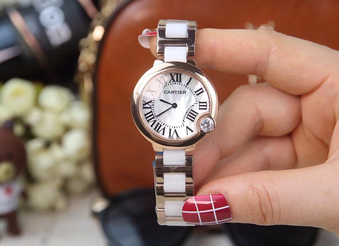 Cartier Diamond Set Mother-Of-Pearl Dial Women Watch