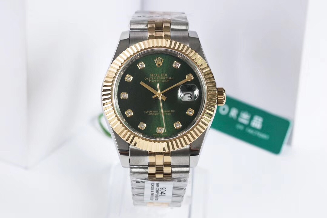 Rolex Lady-Datejust 31 Yellow Gold/Steel Olive Green Diamond Dial & Fluted Bezel Jubilee Bracelet 278273