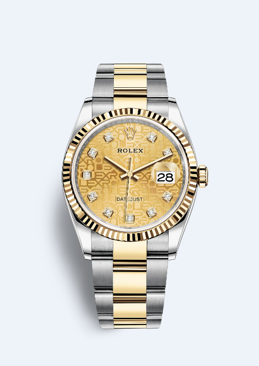 Rolex Datejust 36 Yellow Gold/Steel Champagne Jubilee Diamond Dial