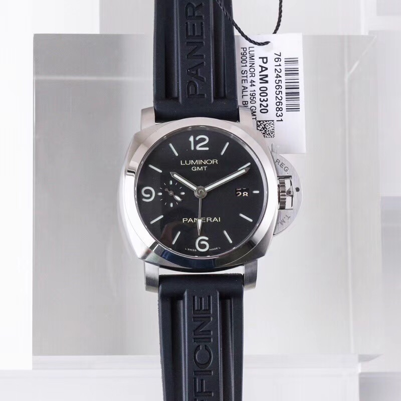 Panerai Luminor 1950 Pam 00320 Watch With Rubber Bracelet And Stainless Steel Bezel