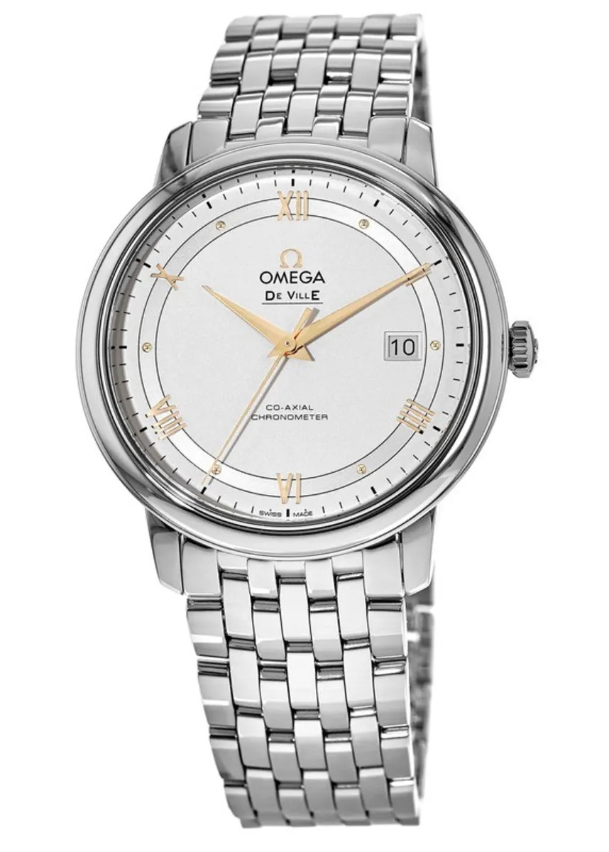 Omega De Ville Prestige Co-Axial 39.5Mm Chronometer Silver Dial Steel Men'S Watch 424.10.40.20.02.002